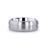 UPTON Titanium Brushed Finish Men’s Wedding Ring with Polished Grooved Center