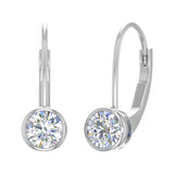 E110 ~ Moissanite ~ Round Bezel LeverBack