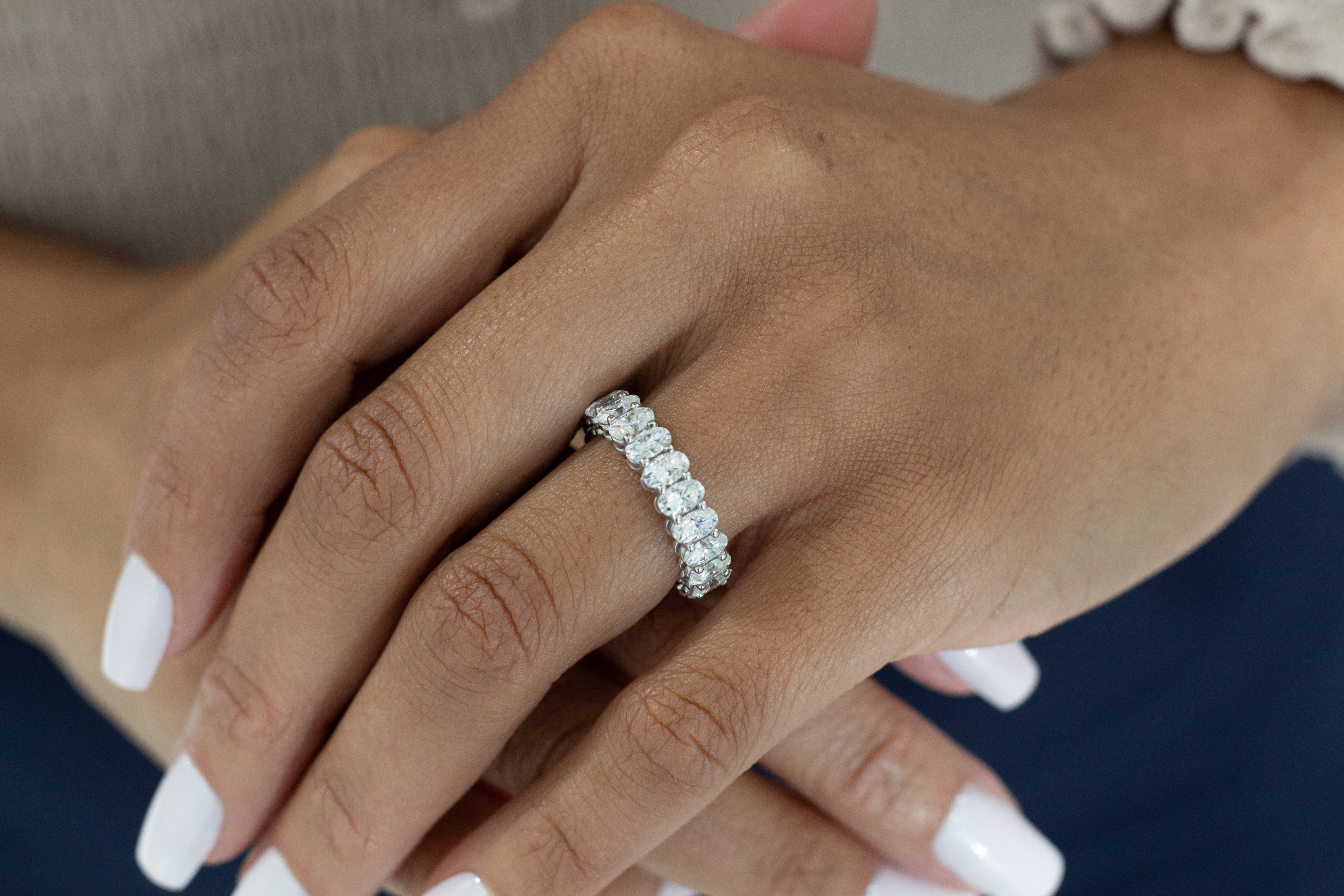 Moissy Fine Jewellery EBM014 MOISSANITE OVAL ETERNITY BAND