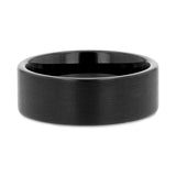 SAN ANTONIO Flat Black Tungsten Carbide Ring with Brushed Finish