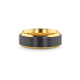 BEAUMONT Gold Plated Titanium Polished Beveled Ring with Brushed Black Center