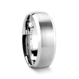 POLARIS Domed Brushed Finish Tungsten Ring with Polished Bevels