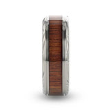 OHANA Koa Wood Inlaid Titanium Men’s Wedding Ring with Intricate Edges