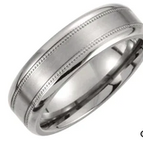 ROMEO Flat Brushed Milgrain Titanium Ring