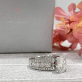 Alexis ~ 18Kw ~ 9Mm Round Moissanite Diamond Halo And Band - Ring