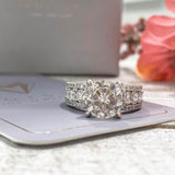 Alexis ~ 18Kw ~ 9Mm Round Moissanite Diamond Halo And Band - Ring