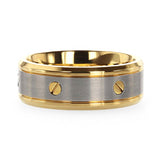 BOUNDLESS Gold-Plated Titanium Flat Brushed Center With Rotating Screw Design And Beveled Polished Edges