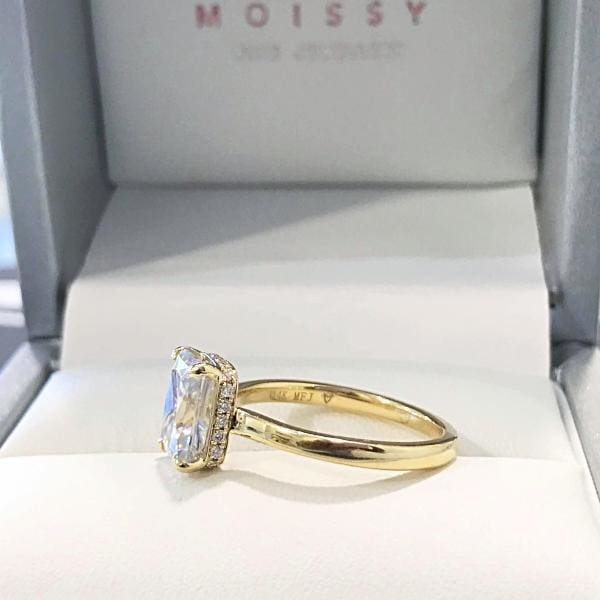 Cassandra ~ 18Ky 8X6Mm Radiant Moissanite Diamond Halo - Ring