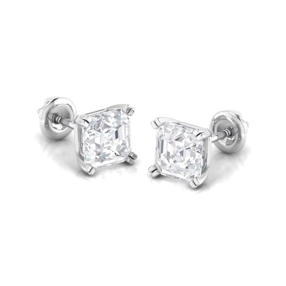 Earrings ~ 3.80Ct Asscher Split Claw White Gold Earrings - Earrings