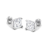 Earrings ~ 3.80Ct Asscher Split Claw White Gold Earrings - Earrings