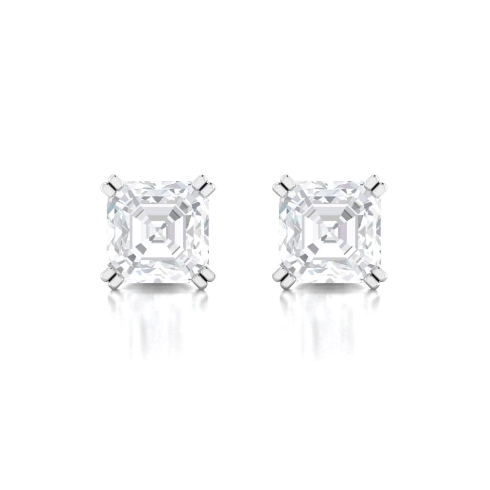 Earrings ~ 3.80Ct Asscher Split Claw White Gold Earrings - Earrings