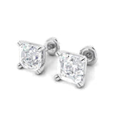 Earrings ~ 3.80Ct Asscher Split Claw White Gold Earrings - Earrings