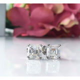 Earrings ~ 3.80Ct Asscher Split Claw White Gold Earrings - Earrings