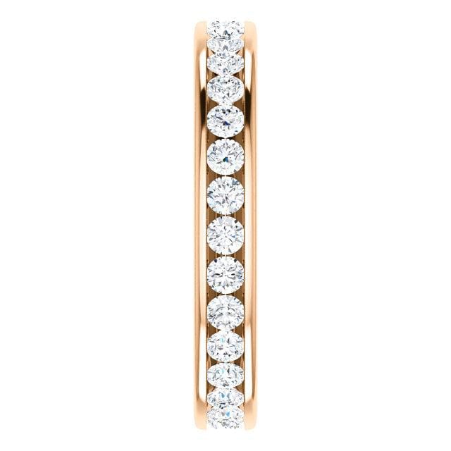 Eb012 - Diamond ~ .25 Ct Round Rose Gold Milgrain Wedding Band - Bands