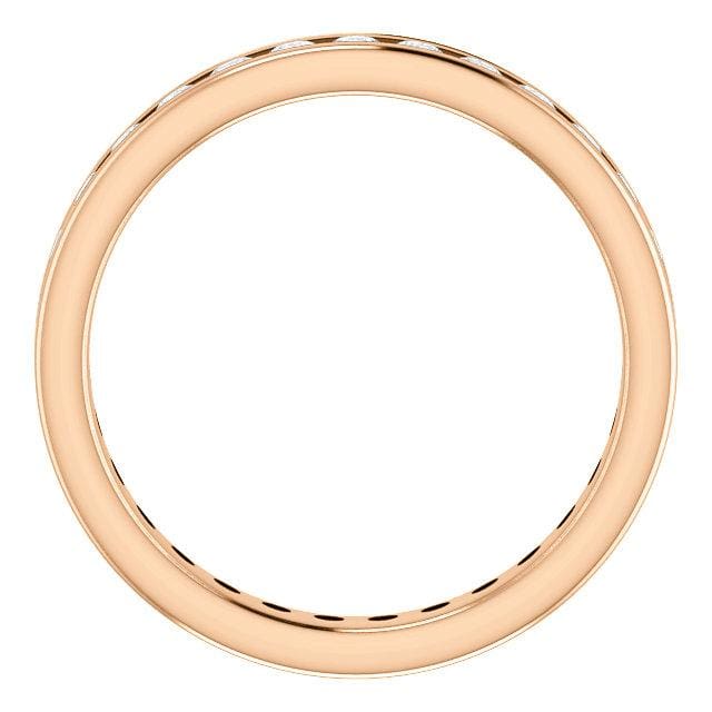 Eb012 - Diamond ~ .25 Ct Round Rose Gold Milgrain Wedding Band - Bands