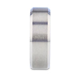 ARCTIC Flat Beveled Edges Titanium Ring with Brushed Center and Vibrant Blue Inside