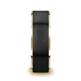 Gaston Gold Plated Tungsten Polished Beveled Ring With Brushed Black Center - Mens Rings