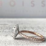 Heather ~ 18Kwr 9X7Mm Oval Charles & Colvard Moissanite Diamond Halo And Band - Ring