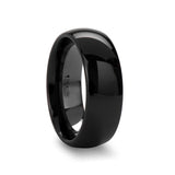 Landon Domed Polish Finished Black Ceramic Ring - Mens Rings