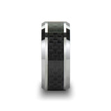 Maximus Tungsten Carbide Wedding Ring With Black Carbon Fiber Inlay - Mens Rings