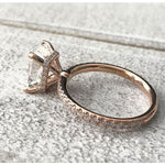 Michelle ~ 18Kr 9X7Mm Radiant C&c F1 Moissanite Diamond Halo And Band - Ring