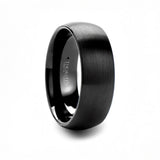 RAIDER Domed Brush Finished Black Tungsten Wedding Band