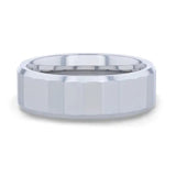 REFLECTOR ~ Faceted Polished Center Tungsten Men's With Polished Beveled Edges