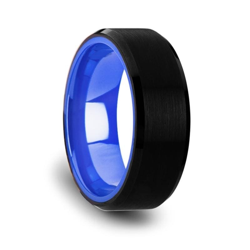 Rigel Black Tungsten Comfort Fit Wedding Band - Mens Rings