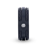 NOIR Double Black Rope Inlaid Brushed Matte Black Titanium Men's Wedding Band