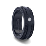 NOIR Double Black Rope Inlaid Brushed Matte Black Titanium Men's Wedding Band