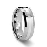 VECTOR Silver Inlaid Beveled Tungsten Ring