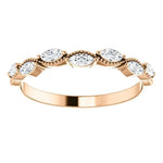 Wb095 ~ Diamond ~ 0.33Ct Marquise Rose Gold Wedding Band - Bands