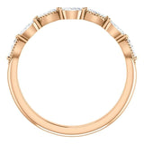 Wb095 ~ Diamond ~ 0.33Ct Marquise Rose Gold Wedding Band - Bands