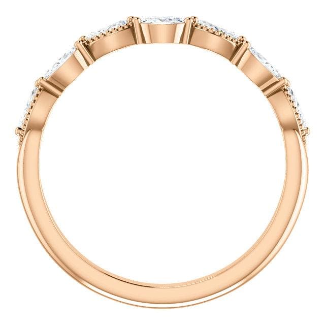 Wb095 ~ Diamond ~ 0.33Ct Marquise Rose Gold Wedding Band - Bands