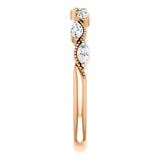Wb095 ~ Diamond ~ 0.33Ct Marquise Rose Gold Wedding Band - Bands