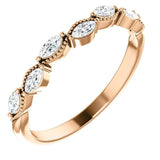 Wb095 ~ Diamond ~ 0.33Ct Marquise Rose Gold Wedding Band - Bands