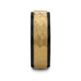 CREED Gold-Plated Raised Hammered Finish Black Tungsten Wedding Band