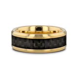 DECIMUS Black Carbon Fiber Inlay Gold-Plated Tungsten Carbide Wedding Band