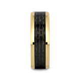 DECIMUS Black Carbon Fiber Inlay Gold-Plated Tungsten Carbide Wedding Band