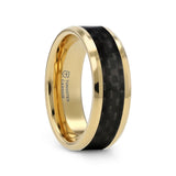 DECIMUS Black Carbon Fiber Inlay Gold-Plated Tungsten Carbide Wedding Band