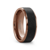 FERROS Espresso Plated Tungsten Polished Beveled Ring with Brushed Black Center