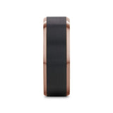 FERROS Espresso Plated Tungsten Polished Beveled Ring with Brushed Black Center