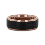 FERROS Espresso Plated Tungsten Polished Beveled Ring with Brushed Black Center