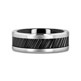HELIX Gear Teeth Pattern Black Ceramic and Tungsten Ring