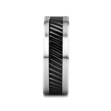 HELIX Gear Teeth Pattern Black Ceramic and Tungsten Ring