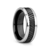 HELIX Gear Teeth Pattern Black Ceramic and Tungsten Ring