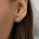 E124 ~ Moissanite ~ Diamond Accent Halo Earrings