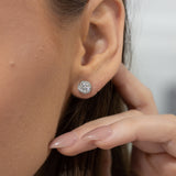 E124 ~ Moissanite ~ Diamond Accent Halo Earrings