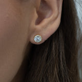 E136 ~ Moissanite ~ Bezel Earring