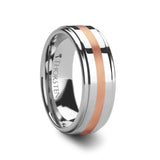 NICOLAUS Rose Gold Inlaid Raised Center Tungsten Carbide Ring